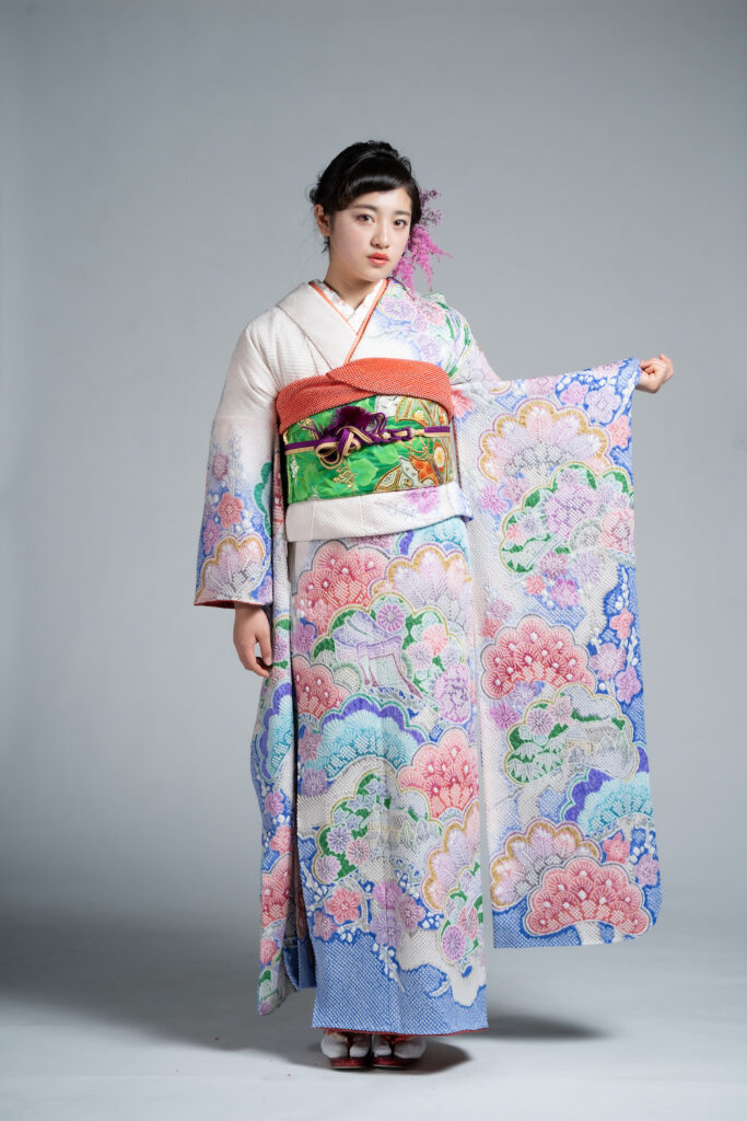 D628 藤娘きぬたや 本総絞り 訪問着 黒地 波 花 正絹 着物 